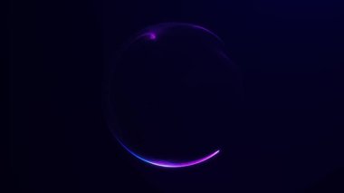 Neon mor eğimli enerji küresi belirdi ve karanlığa karışıyor. Pürüzsüz dağıtım hareketli soyut fütüristik giriş küresi. Kusursuz 4K 60fps döngü animasyonu.