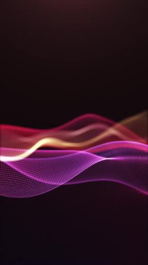 Dijital hareketli dikey neon kırmızı ve turuncu gradyan dalga. Enerji hatları ve modern görseller ve VJ kullanımı için dinamik renk geçişlerini içeren canlı soyut arkaplan.