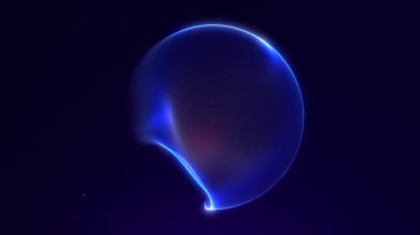 Mavi ve mor plazma parıltısıyla derin neon soyut küre. Dinamik ışık ve plazma hareketli fütüristik dijital enerji küre animasyonu, 4K 60 fps döngü.