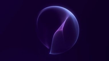 Mor ve mavi parlak enerji hatlı fraktal küre. Düzgün hareket eden soyut dijital küre animasyonu, pürüzsüz döngü, 4K 60fps.