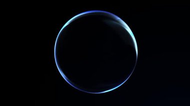 Hafif parlak kenarları ve pürüzsüz dijital hareketi olan minimum mavi gradyan enerji küresi, iş ve teknoloji görselleri için temiz fütürist küre, 4K, 60fps, kusursuz döngü.