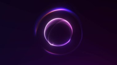 Yumuşak ışık geçişi ve temiz fütüristik tasarımı olan minimum mor eğimli enerji küresi.