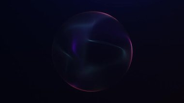 Yumuşak eğimli ışık dalgalarıyla karanlıktan çıkan minimum soyut enerji küresi, temiz fütüristik plazma hareketi, pürüzsüz giriş ve çıkış, pürüzsüz döngü, 4K 60fps.