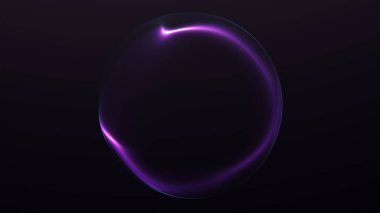 Lüks minimalist enerji küresi mor ve lacivert tonlarda ve yumuşak parlak gradyanlarla, iş görselleri için zarif soyut dijital küre.