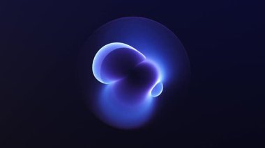 Koyu arkaplanda pürüzsüz parlak akışı olan mavi sıvı enerji küresi. Yumuşak plazma hareketi, parlak yüzey detayları ve kusursuz döngü animasyonuna sahip soyut geleceksel dijital küre.