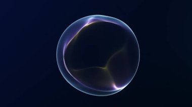 Koyu arkaplanda çok renkli mavi ışık akışına sahip soyut parlayan fraktal enerji küresi. Fütürist derinliğe sahip pürüzsüz dijital hareket, iş görselleri, teknoloji kavramları, veri inter için tasarlandı