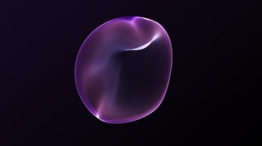 Koyu arkaplanda pürüzsüz mor ve pembe gradyan hareketli minimum soyut enerji küresi. Teknoloji görselleri, modern arayüzler, yenilik temaları ve bilim için temiz gelecekçi dijital küre oluşturuldu