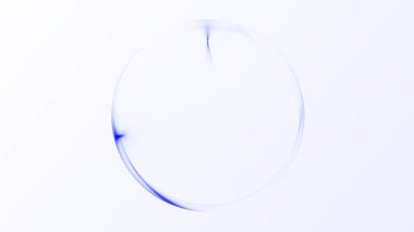 Pürüzsüz dijital ışık hareketli temiz beyaz arkaplanda parlak mavi bir küre. Çağdaş iş dünyasına uygun gıcır gıcır derinlikte ve parlak bir görsel stile sahip minimal fütüristik enerji küresi