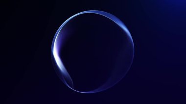 Koyu arkaplanda pürüzsüz akan ışığı olan soyut parlak mavi dijital küre. Sakin enerji hareketli zarif fütürist küre, sinematik derinlik ve kurumsal girişlerde kullanılan temiz modern görsel tarz.