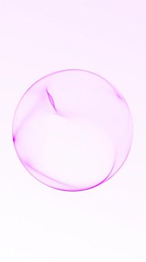 Dikey, soyut pembe küre, yumuşak akış çizgileri ve beyaz arka planda hafif eğimlerle. Zarif hareket ve modern dijital tarzda temiz fütüristik küre animasyonu.