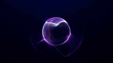 Pürüzsüz plazma dalgalarıyla parlayan mor enerji küresi ve koyu arkaplanda yumuşak gradyan ışığı. Zarif derinliğe, minimal tasarıma ve modern soyut atmosfere sahip gelecekçi dijital küre.