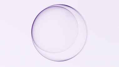 Minimalist parlak mor enerji küresi temiz beyaz zemin üzerinde yumuşak plazma yüzeyi var. Zarif derinlik, sakin hareket tarzı ve kusursuz döngü animasyonuna sahip fütürist soyut küre.