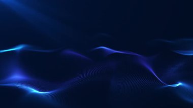 Pürüzsüz mavi dalgalar, parlak çizgiler ve derinlikle soyut bir manzara oluşturur. Gelecekçi minimal hareket, kusursuz döngü, temiz eğimli arka plan, sakin enerji ve modern teknoloji atmosferi