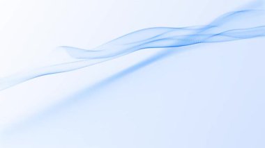 Dinamik mavi dalga biçimi enerjisi parlak uzayda akarken pürüzsüz soyut hareket ve temiz gelecekçi atmosfer oluşturur. Yumuşak ışık derinliği ve zarif akışkan hareket döngüsüne sahip minimum dijital dalga.