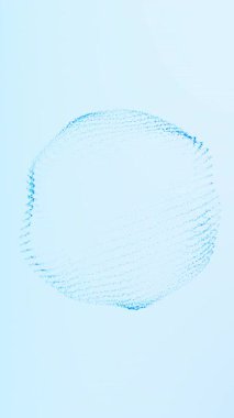 Yüzen parçacıkları ve dijital bulut ağ yapısına sahip soyut mavi enerji küresi. Gelecekçi teknoloji hareketi, parlayan veri küresi, düzgün döngü animasyonu, yüksek teknoloji bilim kurgu geçmişi, 4K.