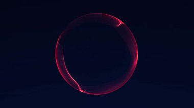 Pürüzsüz dijital dalga hareketi ve neon plazma ışığı ile 4K 60fps 'de parlayan kırmızı enerji küre halkası animasyonu. Işık çemberi, derin kontrast ve dinamik enerji akışına sahip fütürist soyut döngü.
