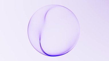 Temiz beyaz gradyan üzerinde en az parlayan mor küre, yumuşak düz hareket, zarif fütüristik dijital küre, modern soyut enerji formu, kusursuz döngü animasyonu.
