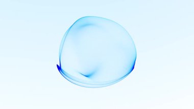 Yumuşak mavi, yarı şeffaf yüzeyi ve hafif eğimli ışıltısı olan minimum enerji küresi. Sakin hareket ve modern teknoloji estetiğine sahip temiz gelecekçi dijital küre.