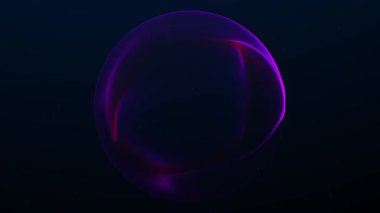 Işıldayan yüzeyi ve pürüzsüz enerji hareketi olan koyu mor plazma küresi. Karanlık arka planda gelecekçi dijital küre, yumuşak neon ışığı ve bilim kurgu atmosferi, kusursuz döngü animasyonu.