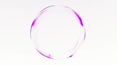 Minimal clean pink energy sphere with soft glowing plasma and smooth transparent surface on white background. Calm futuristic orb motion, elegant light flow, seamless loop animation in 4K 60fps.