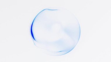 Beyaz zemin üzerinde yumuşak sıvı plazma bozulması olan asgari mavi enerji küresi. Pürüzsüz, parıldayan hareketli gelecekçi dijital küre. 4K 60fps.