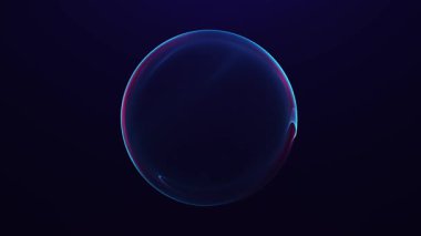 Koyu arkaplanda düz dijital ışık dalgalarıyla parlayan kırmızı mavi plazma enerji çemberi. Canlı bilim kurgu gradyan hareketli fütürist soyut bir halka. 4K 60fps.