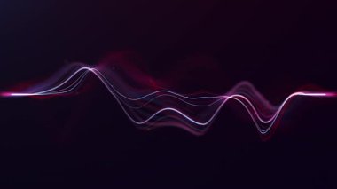 Koyu soyut arka planda parlak kırmızı ve mavi dalga boyu ve pürüzsüz sinyal hareketi. Pürüzsüz 4K 60fps döngü, parlak çizgiler, derinlik ve geleceksel enerji.