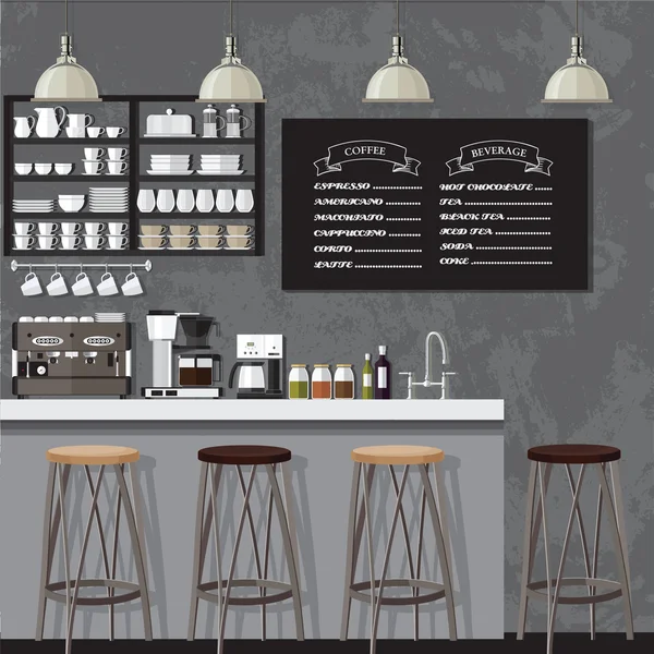 Cafetería blanco y negro — Vector de stock