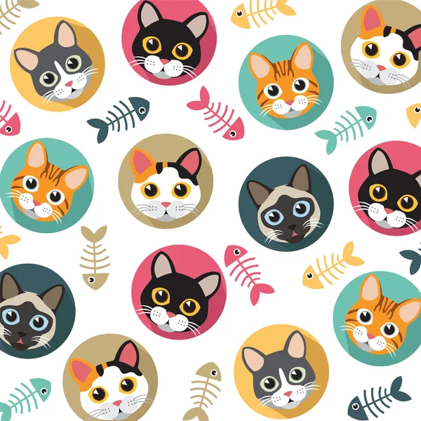 Cute Cats and fishbone — Stock Vector