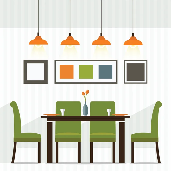 Dining room design — Stock Vector