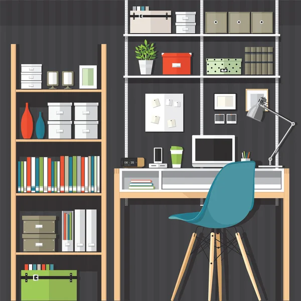 Home Office Moderno — Vector de stock