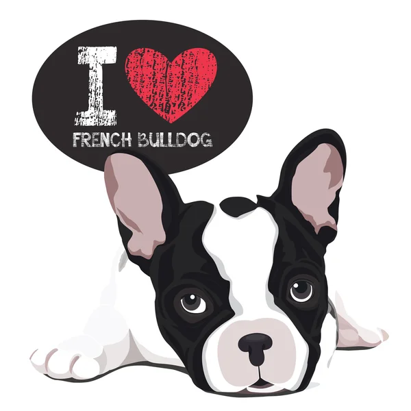 Me encanta Bulldog francés — Vector de stock