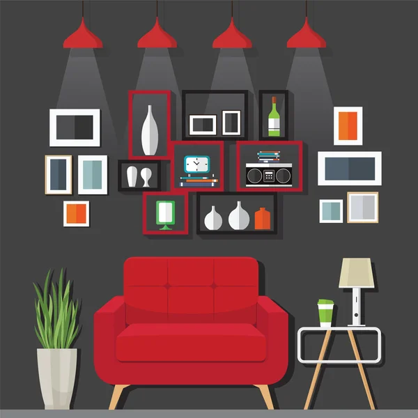 Ideas de muebles de sala de estar — Vector de stock