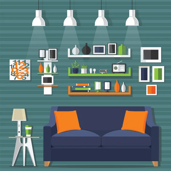 Sala de estar estilo moderno — Vetor de Stock