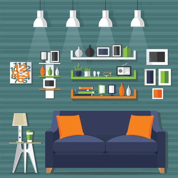 Sala de estar estilo moderno — Vector de stock