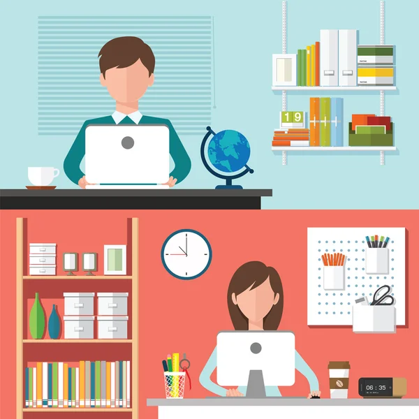 Working in the office — Stock Vector