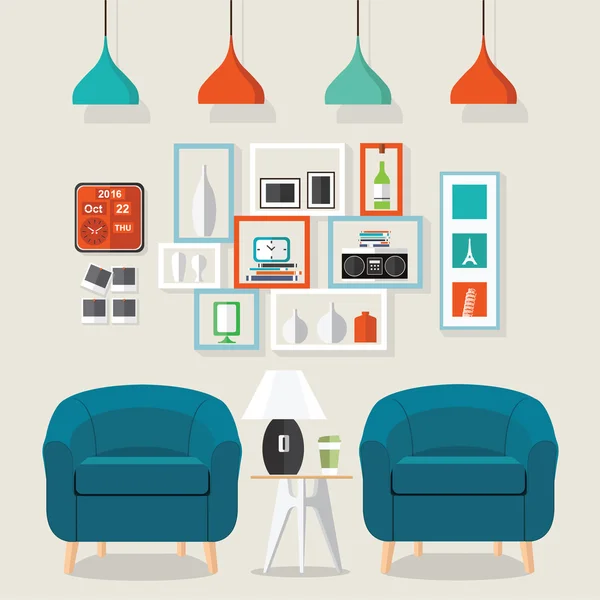 Estilo de sala de estar interior — Vector de stock