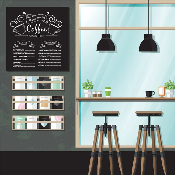 Cafetería interiores vector — Vector de stock