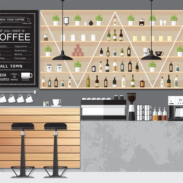 Café Interioers en casa — Vector de stock