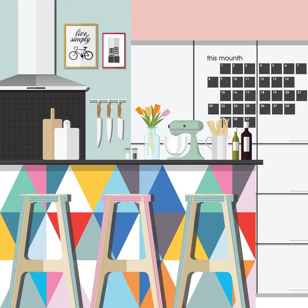 Küche Raum Farbe Stil — Stockvektor
