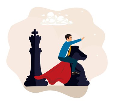 Liderlik, strateji ve başarı. Yarışmayı kazanmak için iş taktikleri ve stratejileri olan girişimciler.