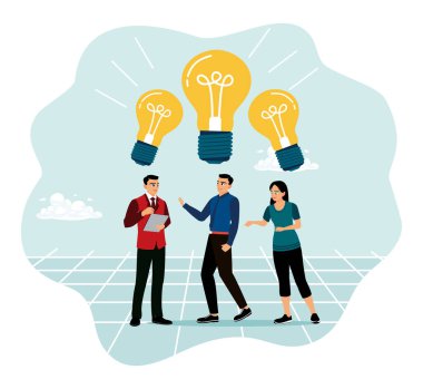 Ofis çalışanları işbirliği toplantıları düzenler. Profesyonel takımlar toplantılarda iş görüşlerini paylaşırlar..