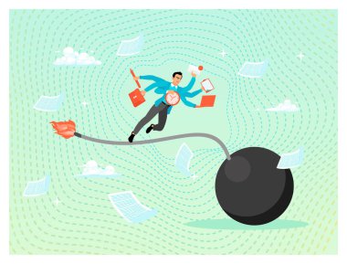 Toksik verimlilik kavramı, kibrit yakan bir çalışan, aşırı çalışma nedeniyle çalışan paniğini ya da tükenmeyi simgeliyor.