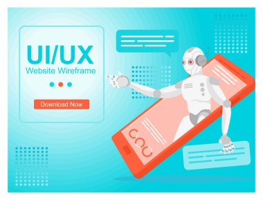 Şirin neon robot konsepti. Yapay zeka ve sinirsel ağlara dayalı Al Chat robotu.