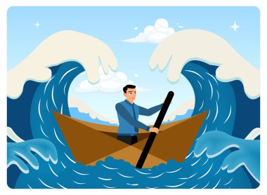 İş sorunları ya da zorluklar. Bir girişimci, belirsiz bir durgunluk veya iş krizinden kurtulmaya kararlıdır..