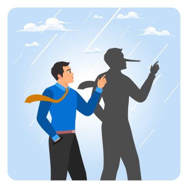 Hile yapmak ya da gerçeği saklamak. Sahtekar işadamı Pinokyo 'nun uzun burun gölgesi altında yatıyor. Sahtekarlığı ya da güven kaybını simgeler yalancılar, iş sahtekarlığı için..