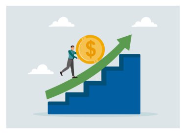 Finansal büyüme ve yatırım. Bir girişimci uzun vadeli yatırım için ekonomiyi geliştirir.