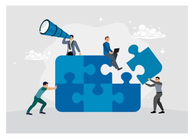 İşbirliği, stratejik düşünme ve problem çözme. İş ekipleri verimliliği artırmak ve başarı elde etmek için birlikte çalışıyorlar..