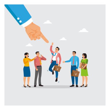 Dev el işadamı yöneticisi seçilmiş adayı işaret ediyor. Aday seçimini, insan kaynakları alımını, yeni eleman alımını ve kariyer fırsatlarını tanımlar. Hırs ya da kariyer yolu kavramı.