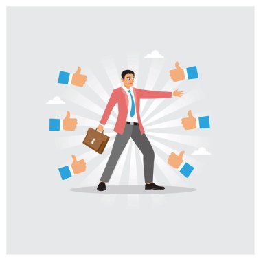 Güvenilir iş adamları başarısını onaylayan meslektaşları tarafından saygı duyulur. Takdir eden, iş arkadaşlarını tanıyan, saygı duyan, takdir eden ve minnettarlığını gösteren ifadeler. Başarı konsepti.